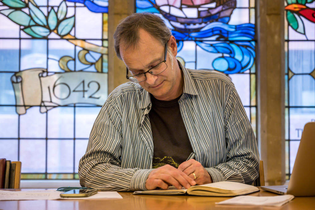 Keith Martin taking notes at the IVRPA conference in Belfast